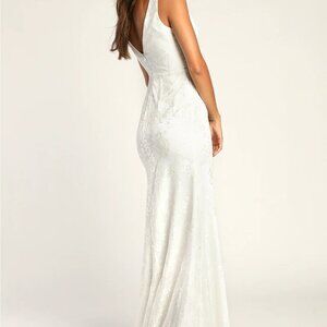 NWT Lulus Made for Forever White Lace Mermaid Maxi Dress